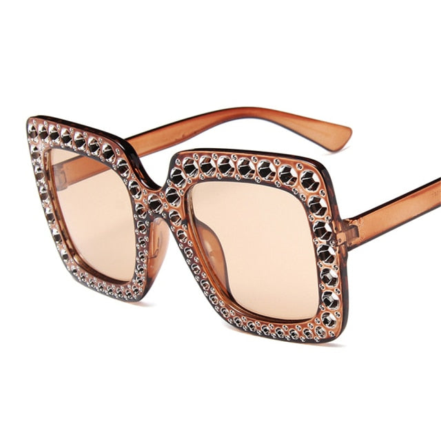 Oversize Sonnenbrille Damen – Mit Kristallen für Freizeit & Stil
