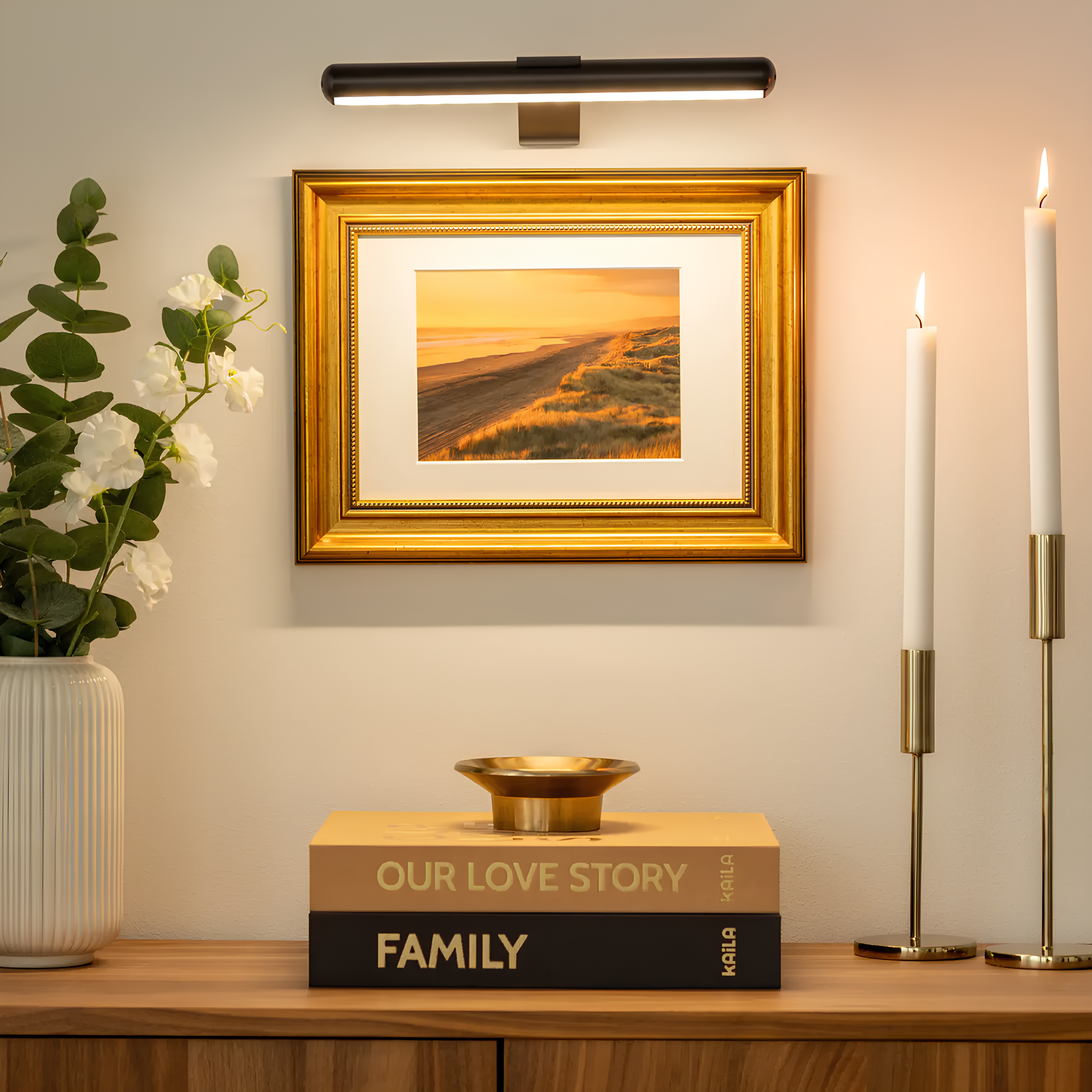 LED Wandlampe kabellos – Drehbar & dimmbar für Bilder & Kunstobjekte