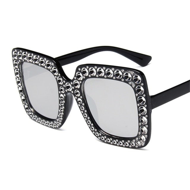 Oversize Sonnenbrille Damen – Mit Kristallen für Freizeit & Stil
